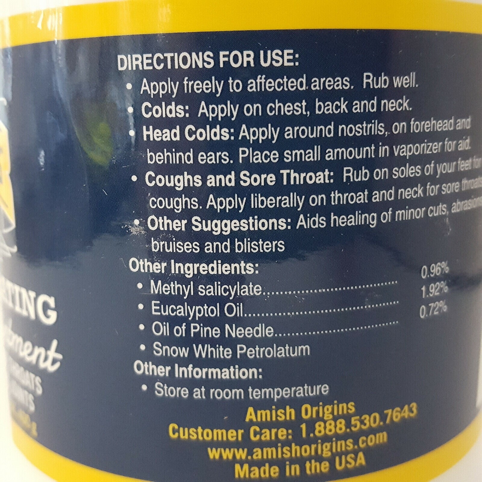 Amish Origins Deep Penetrating Pain Relief Ointment Restless Legs Arthritis 3.5