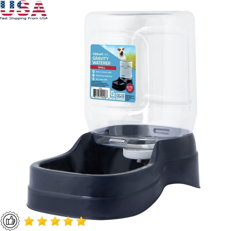 Small Gravity Pet Waterer Automatic Dog Cat Hydration Fresh Water Dispenser New