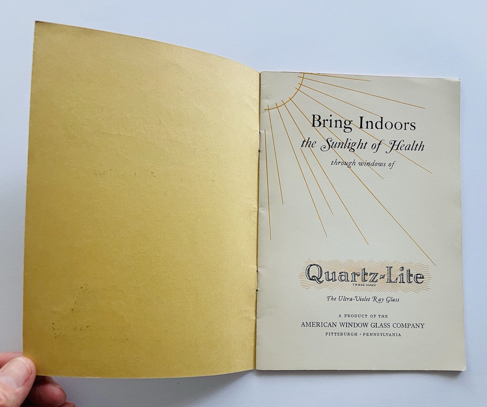 Quartz-Light Ultra-Violet Ray Glass American Window 1927 Sunlight Health Guide