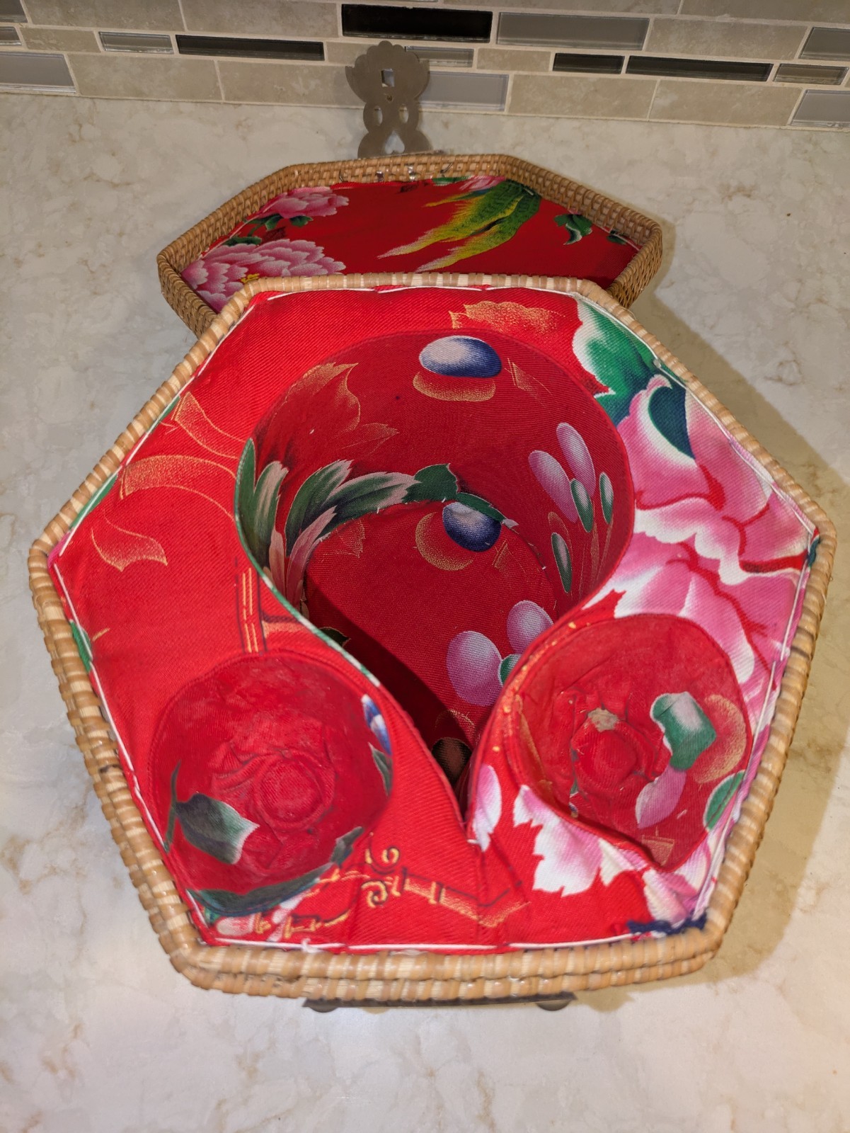 Vintage Chinese Wicker Basket for Tea