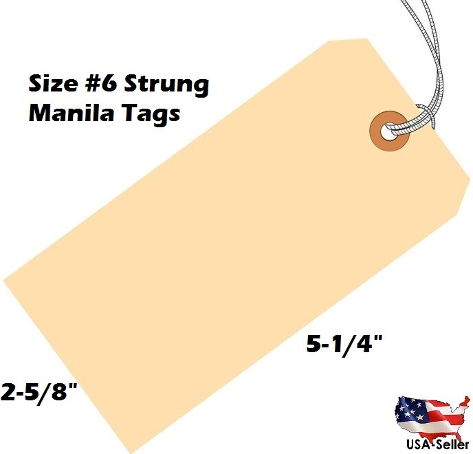 Manila Tags With String Hang Shipping Label Scrapbook Strung Sizes 1 2 3 4 5 6