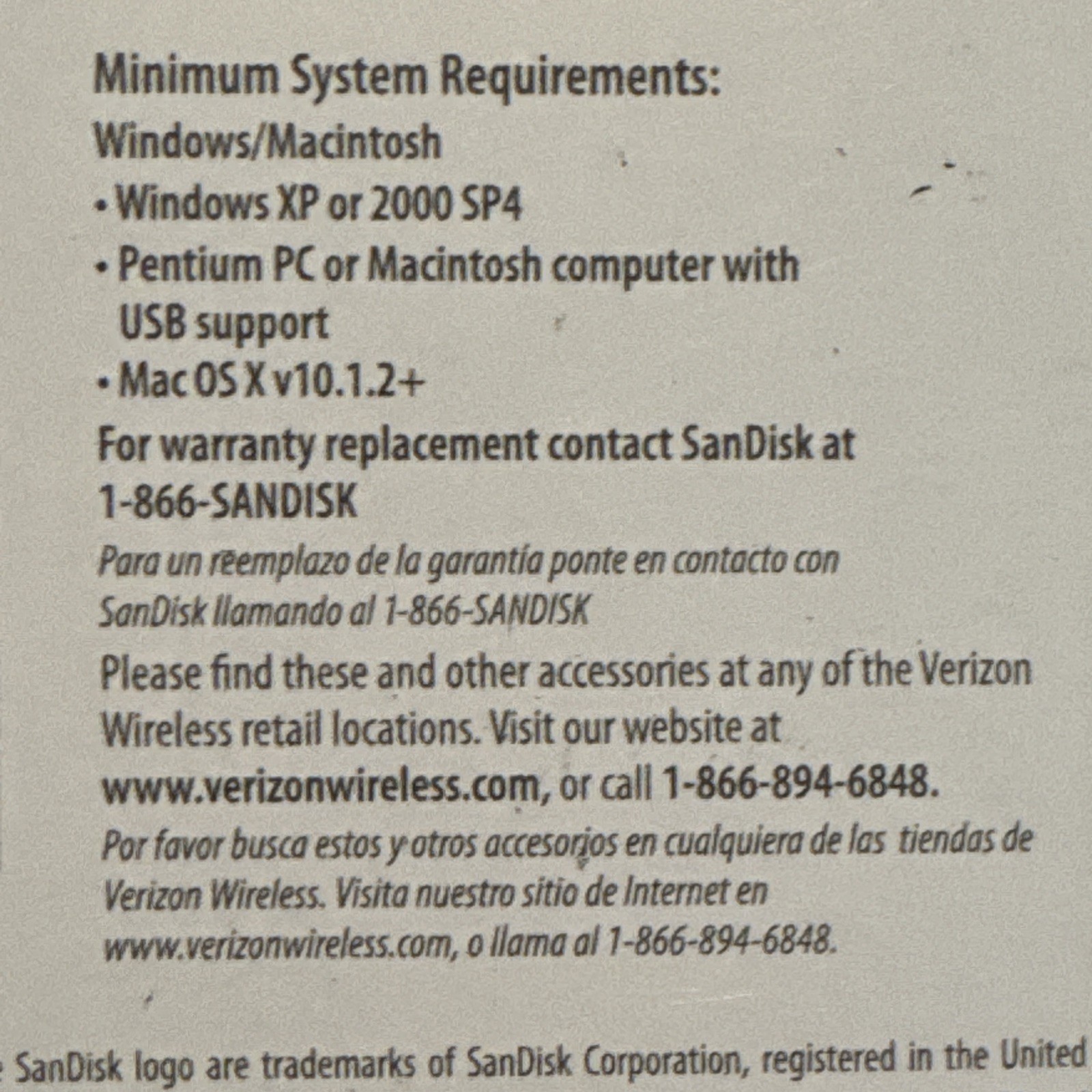 Verizon SanDisk 2GB Memory Card & MobileMate Micro Memory Card Reader NEW