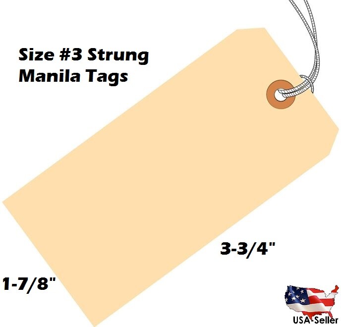 Manila Tags With String Hang Shipping Label Scrapbook Strung Sizes 1 2 3 4 5 6