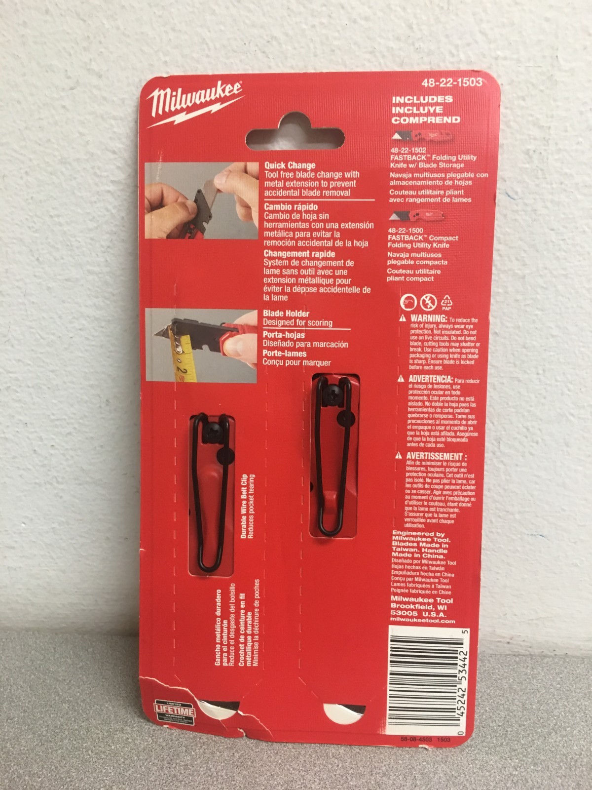 Milwaukee Fastback 6.87 in. Press and Flip Folding Utility Knife Set Red 2 pk