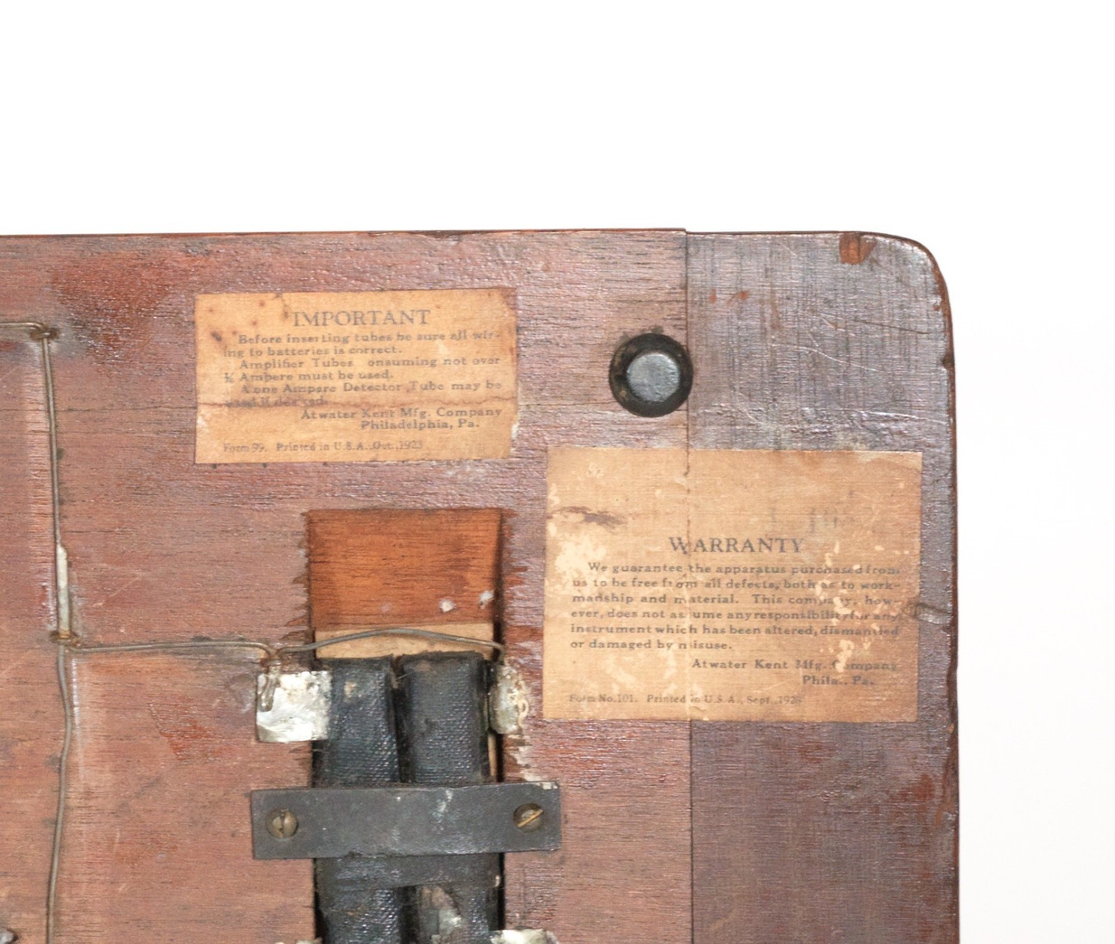 Exceptional 1924 Atwater Kent Model 9 Breadboard Radio w/Rainbow Tubes * Works