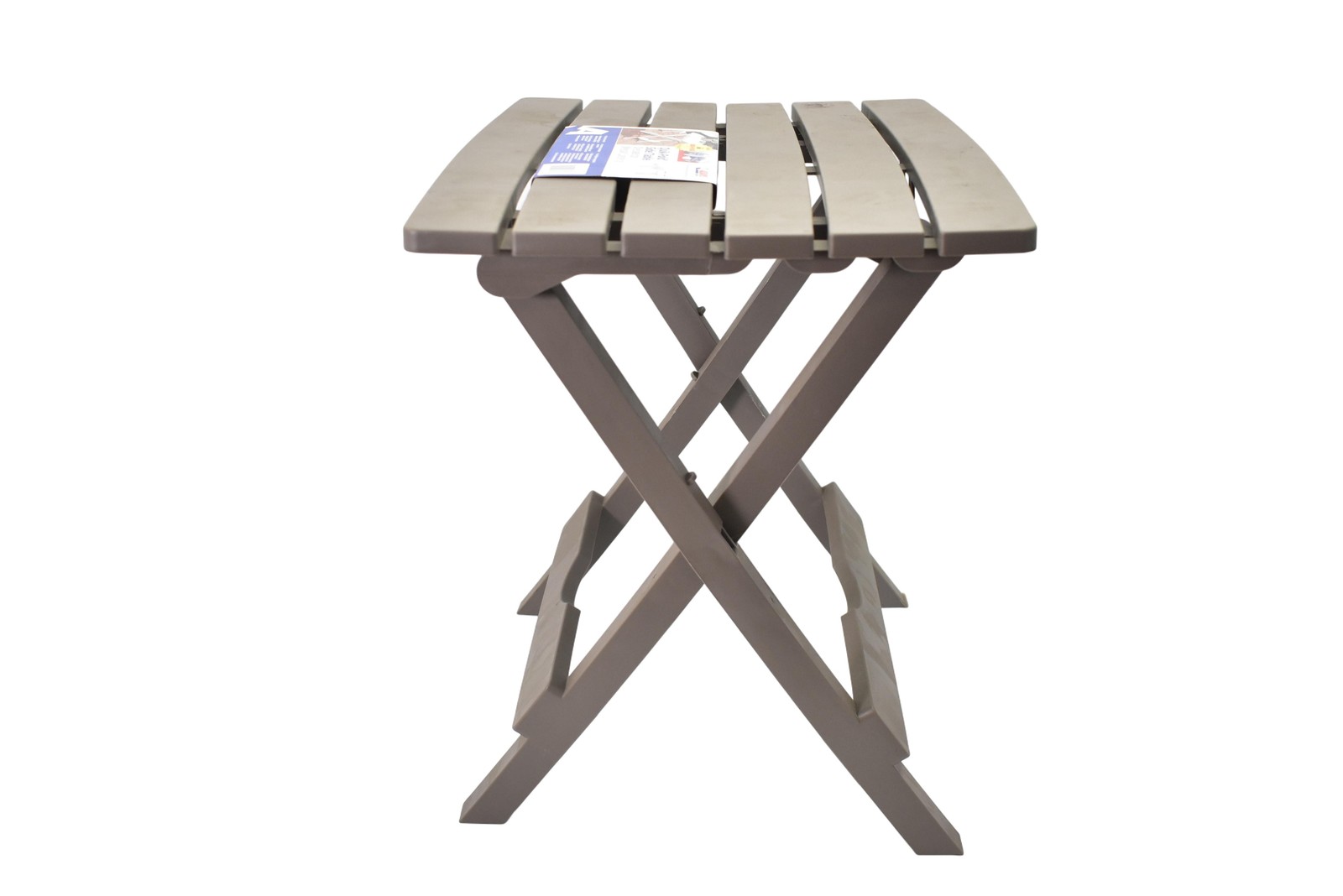 Adams Quik-Fold Side Table Portobello Portable Outdoor Patio Lock-N-Place Resin