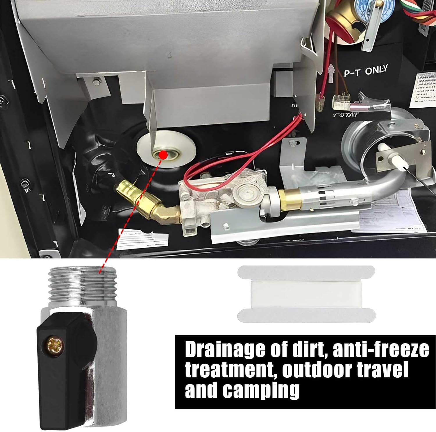 1/2" RV Hot Water Drain Valve - Water Heaters Mini Drain Plug with Tape Brass Re