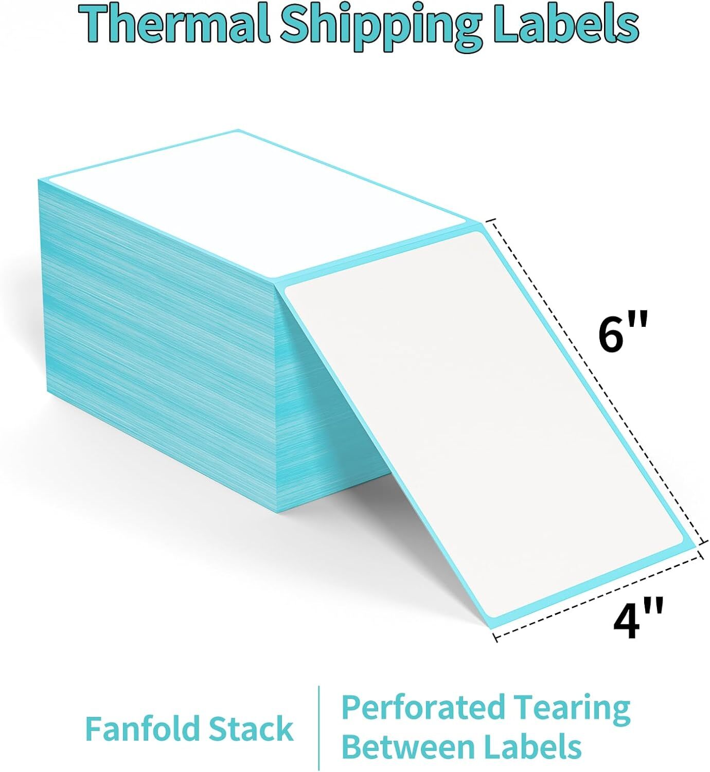 500Labels 4x6 Fanfold Perforated Direct Thermal Shipping Labels for Zebra Rollo