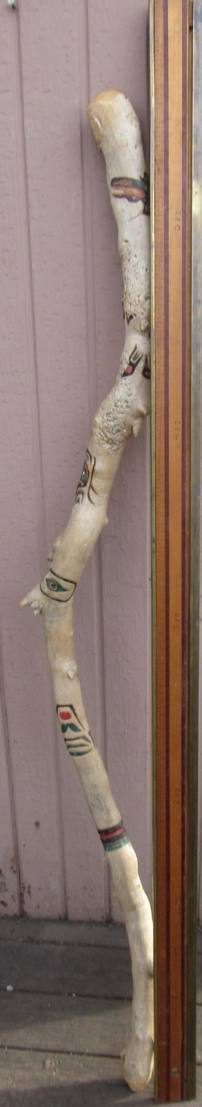 Northwest Coast Hand Carved SHAMAN Totem Walking Talking Stick Cane Pole STAFF