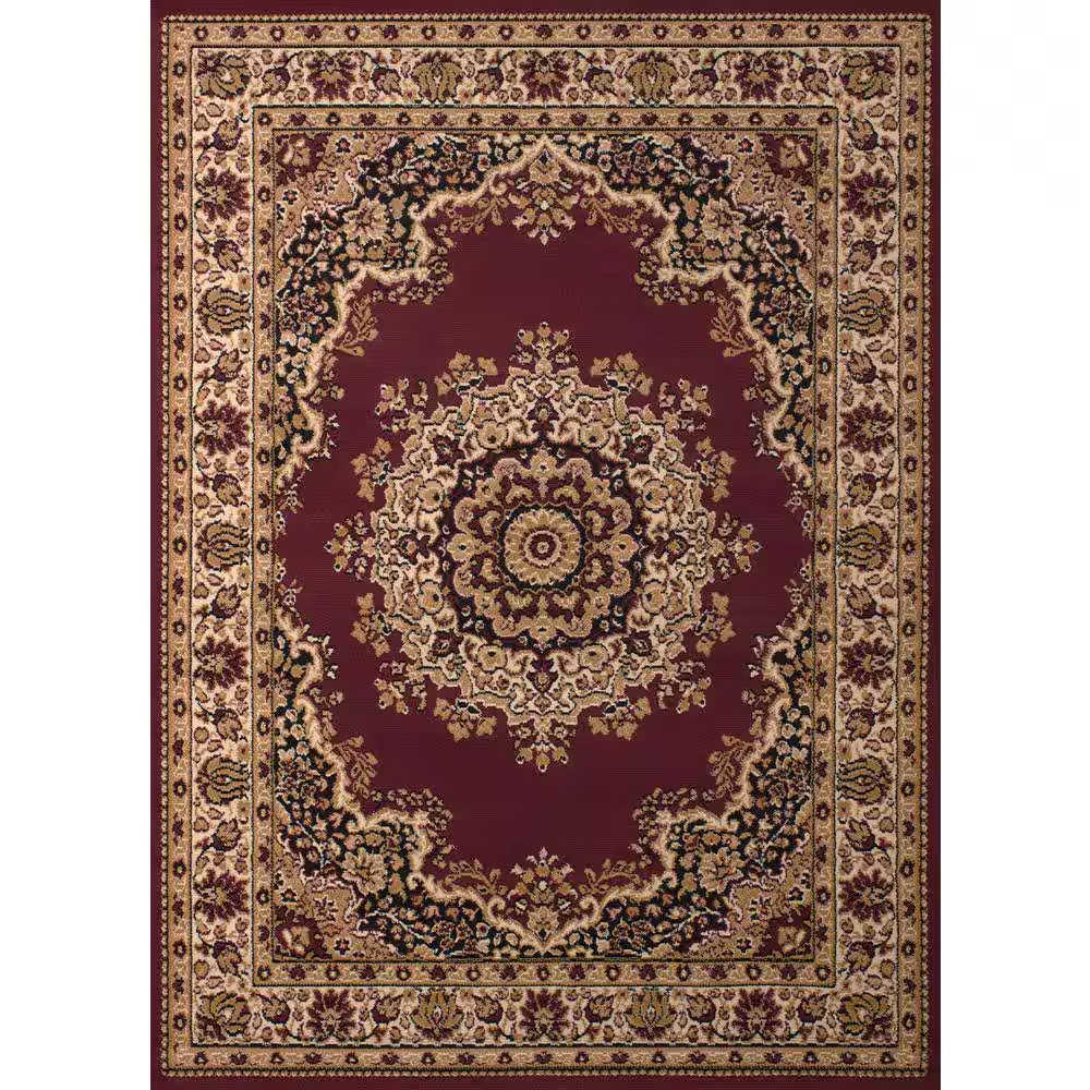 Floral Kerman Burgundy 2 Ft. X 3 Ft. Indoor Area Rug