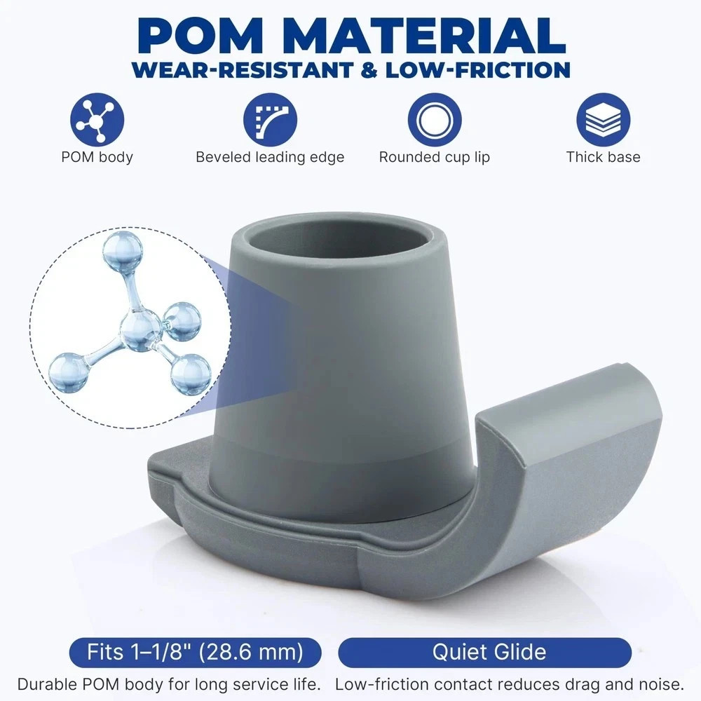 Walker Ski Glides Folding Walker Feet Skids Sliders 4 Pack Gray