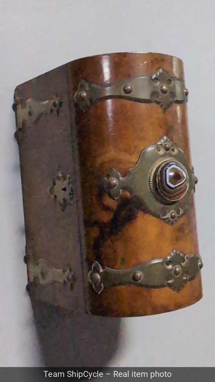 U28306 Antique VICTORIAN Burled Walnut Letter Stationary Box wBrass Gem G2U