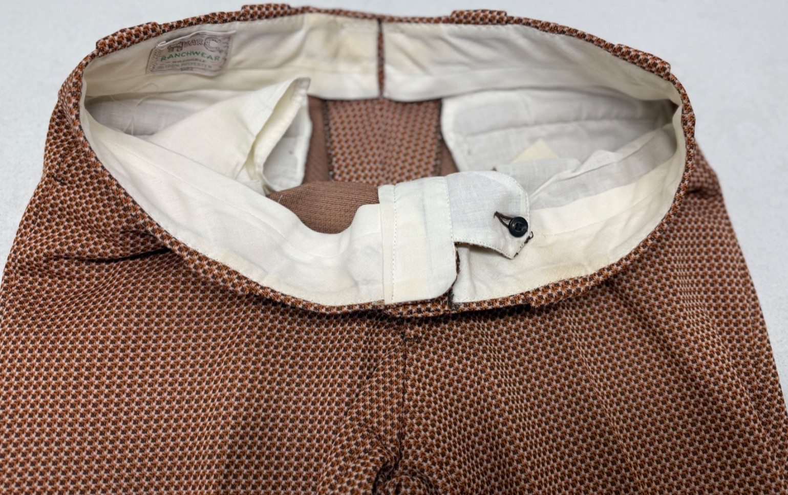 Vtg 60-70s H BAR C Ranchwear Mens 34x32 Multi Color Washable Poly Western Slacks