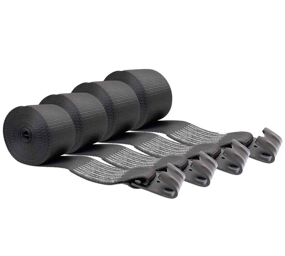 (4 Pack) 4"x30' Winch Straps w/flat Hook - Black, WLL 5400 Flatbed Tie Down S...