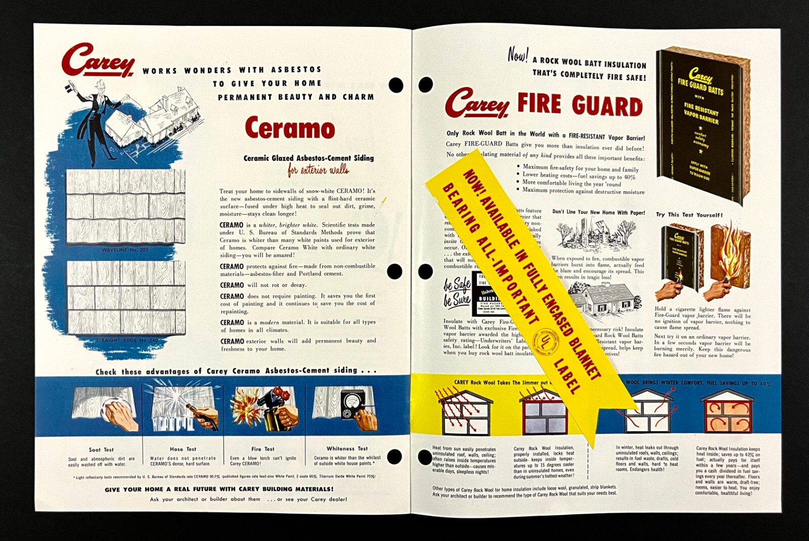 1950s Carey Fire Chex Roof Ceramo Guard VTG Mid Century Home Remodeling Catalog