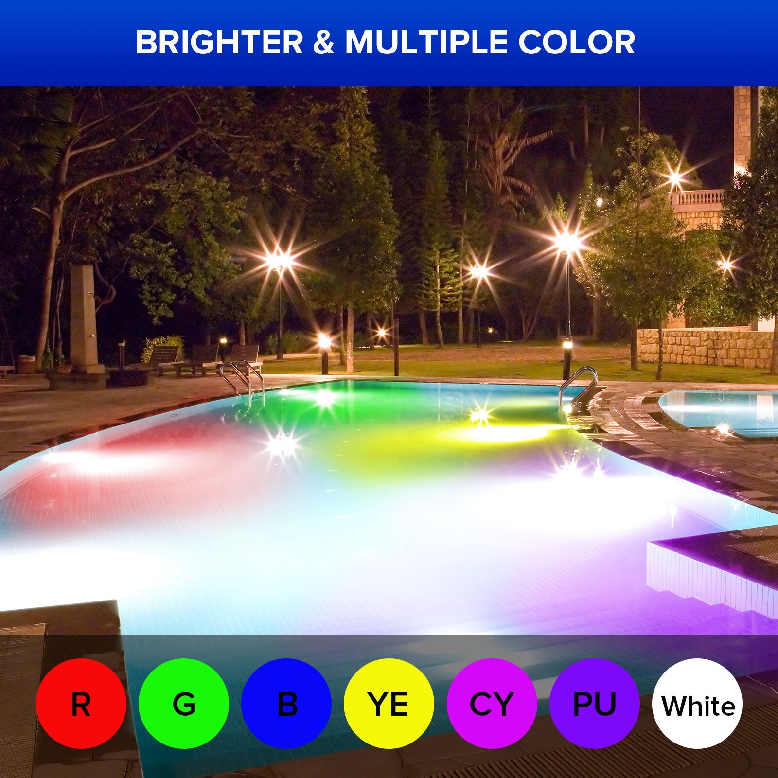 SANSI LED Pool Light 30W RGB Color Changing for Inground Swimming Pool W/ Remote
