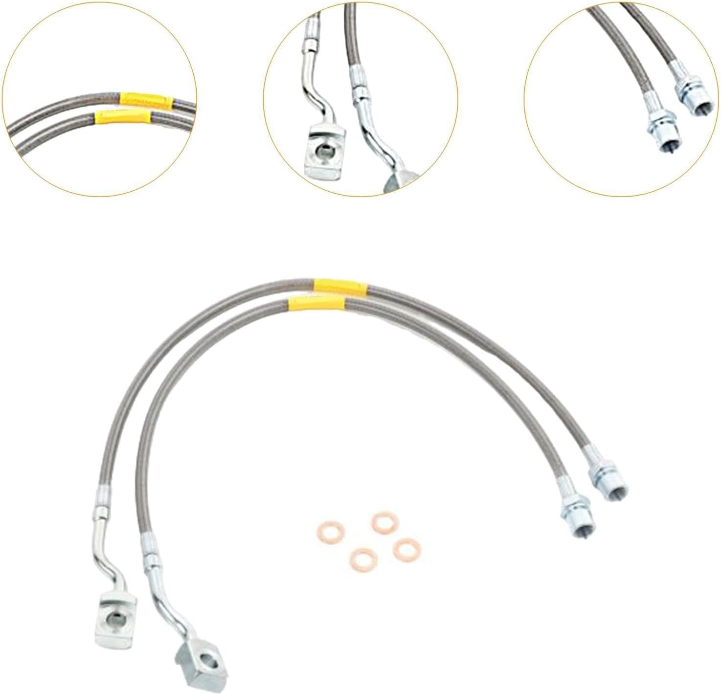 Extended Front Brake Lines 5-7.5in For 07-19 Suburban 1500 Tahoe GMC Yukon