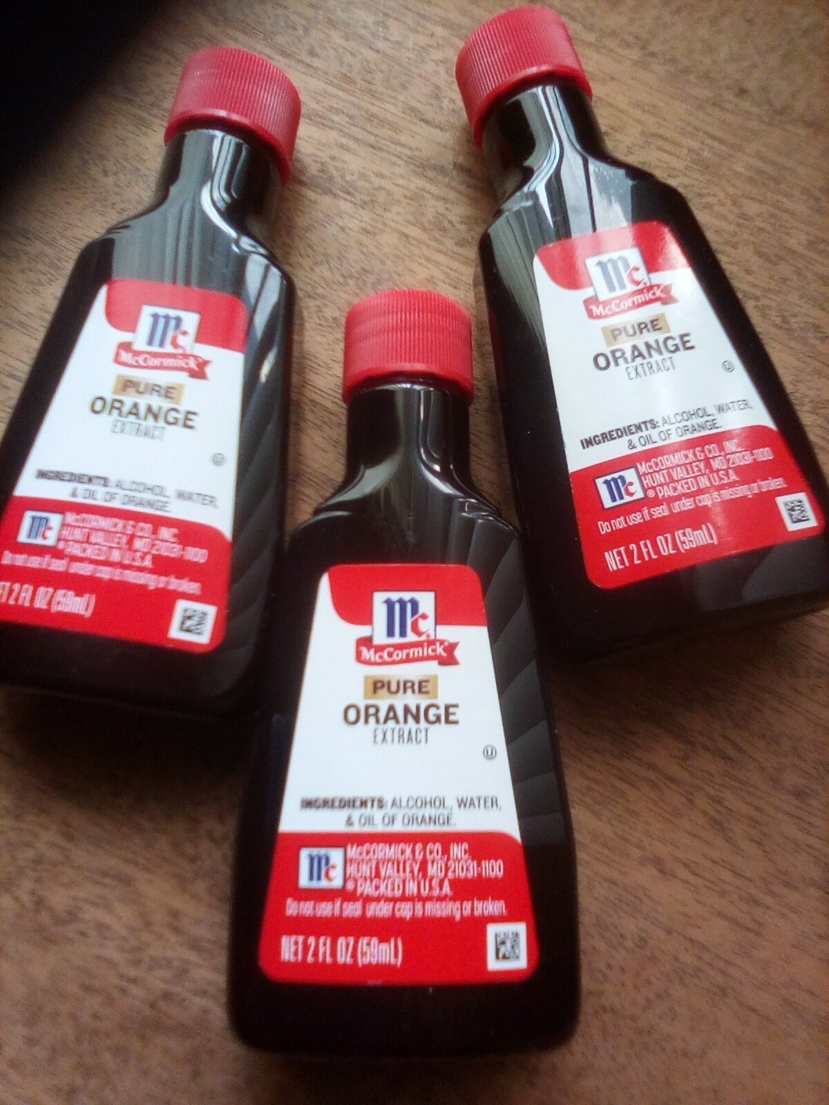 Pure Orange Extract, McCormick, 6oz  TOTAL (three 2oz bottles) sealed (no box)