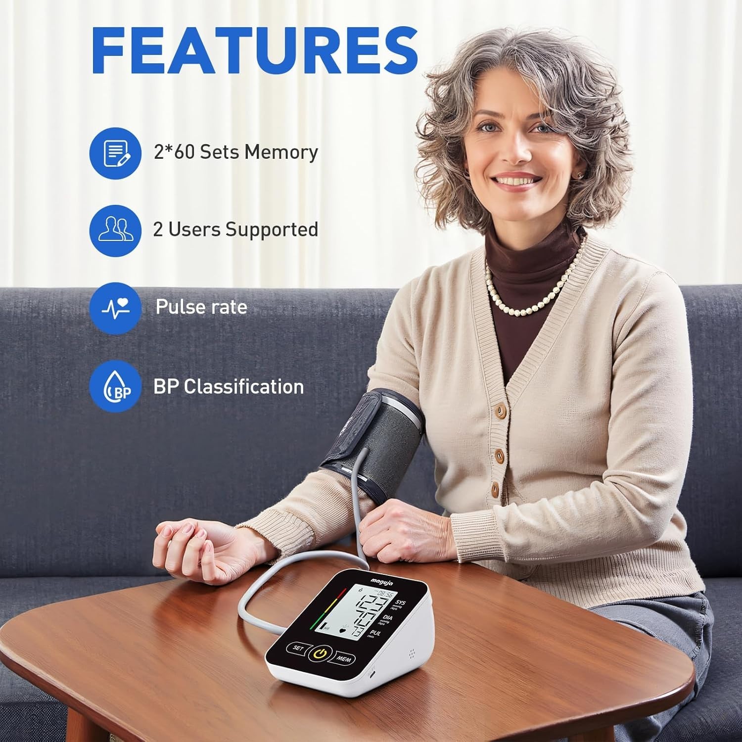 Arm Blood Pressure Monitor,BP Monitor Automatic Upper Arm Digital for Home Use