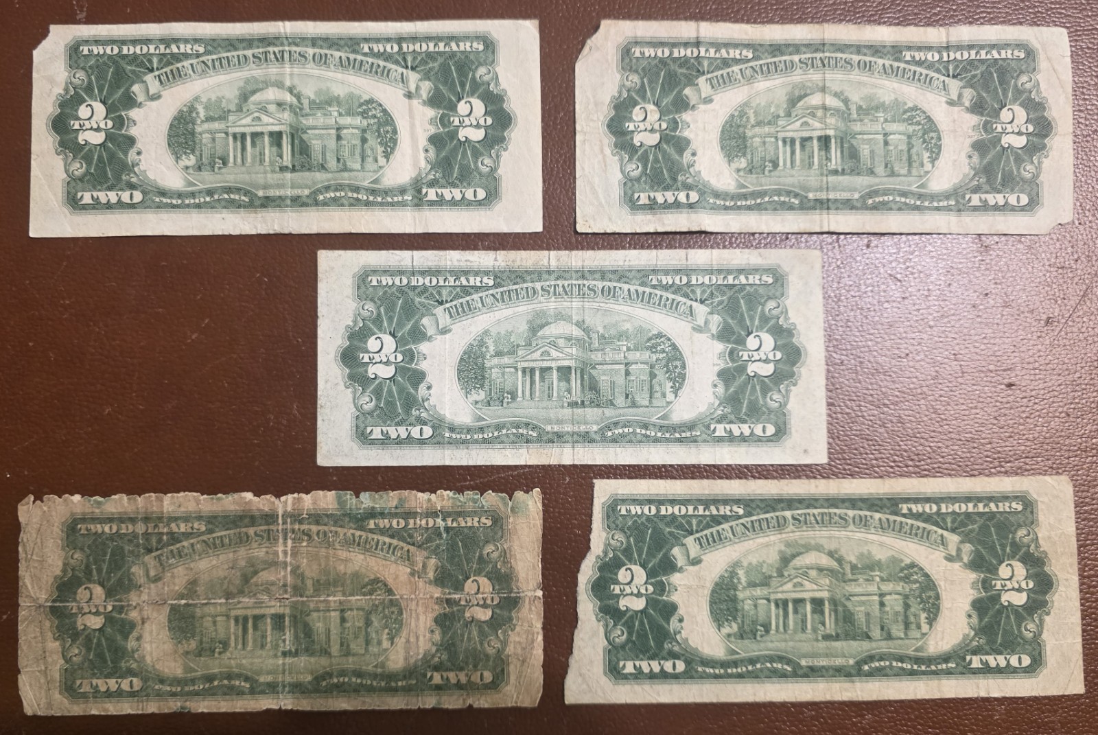 LOT OF 5 $2 UNITED STATES NOTES 1928 1953