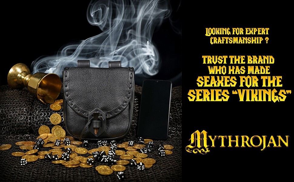 Medieval Leather Belt Pouch Renaissance Waist Pouch Costume Accessory - Black