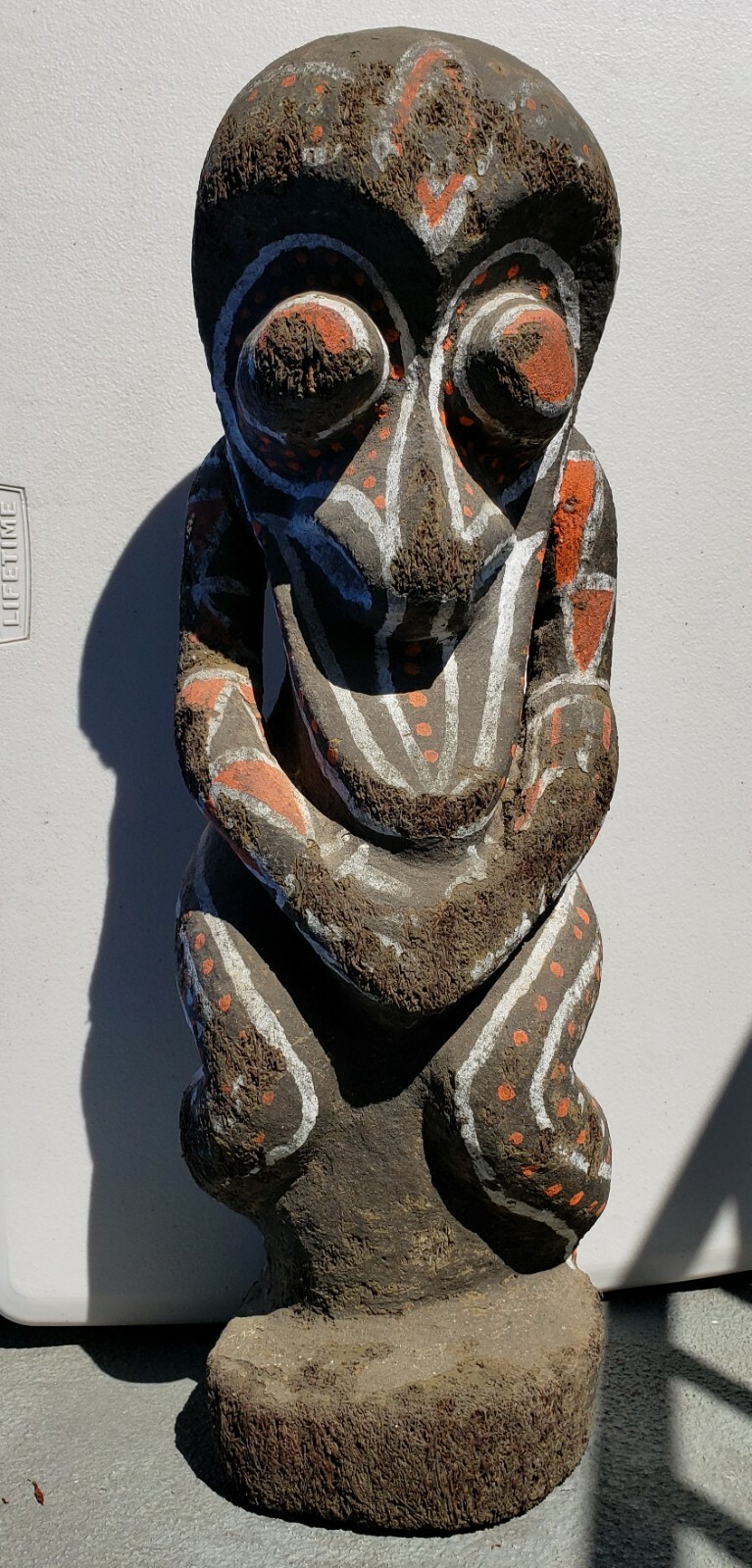 Vanuatu Large Painted Wood Sculpture Vintage Oceania