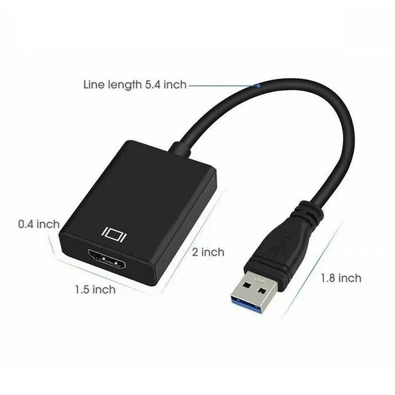 HD 1080P USB 3.0 to HDMI Video Cable Adapter For PC Laptop HDTV LCD TV Converter