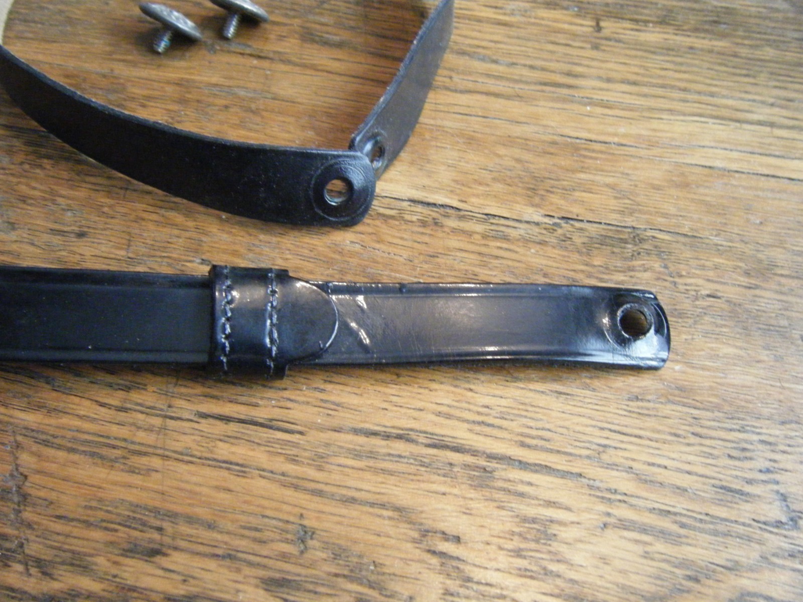 Genuine Air Force Black Leather Dress Hat Adjustable Chin Strap with Buttons