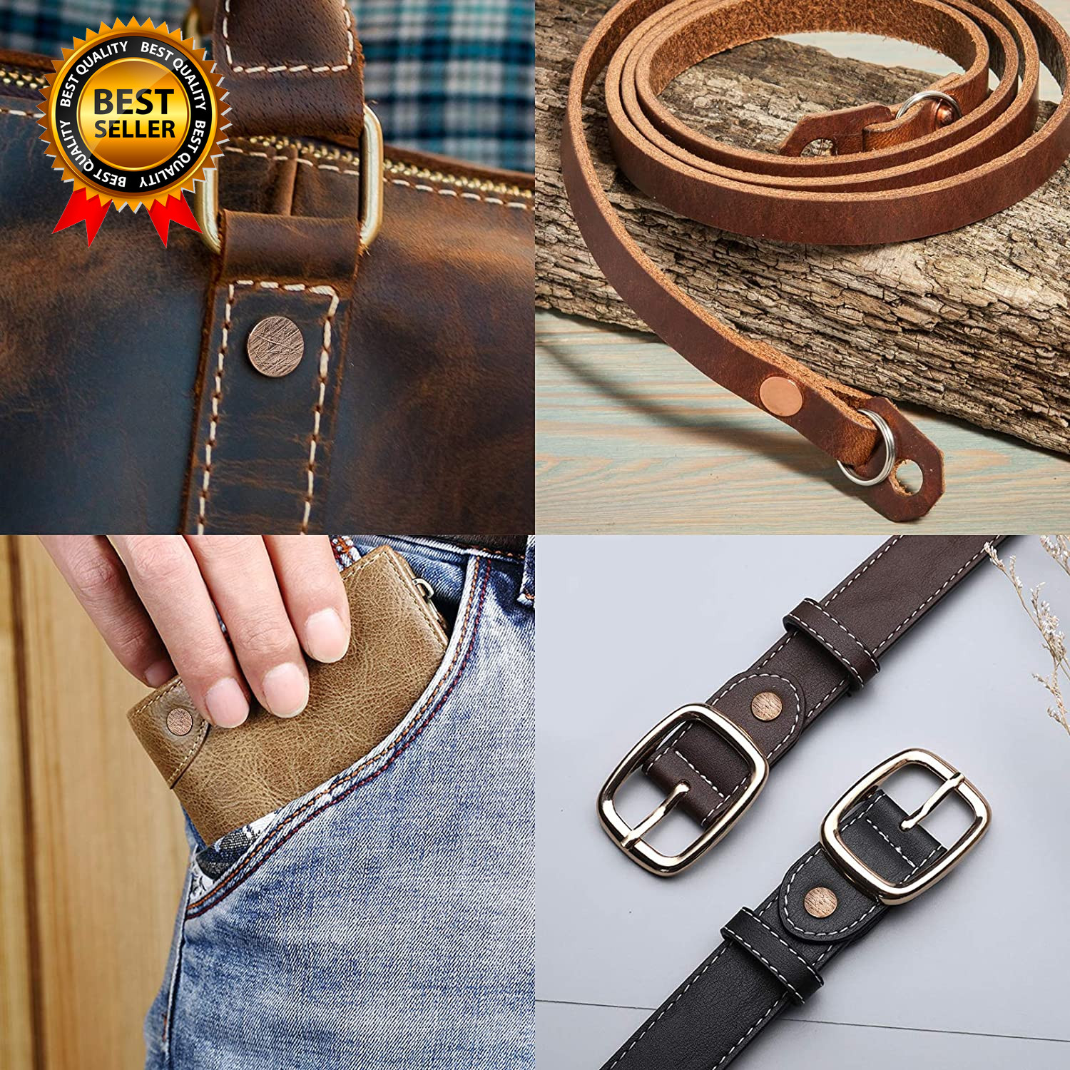 84Pcs Copper Rivets and Burrs #9 and #12 Burrs Setter Leather Rivets Fastener