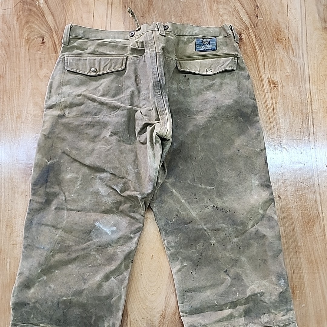Vtg 40s Black Bear Brand Rain Tite Waxed Canvas Work Pants Button Fly Union Made