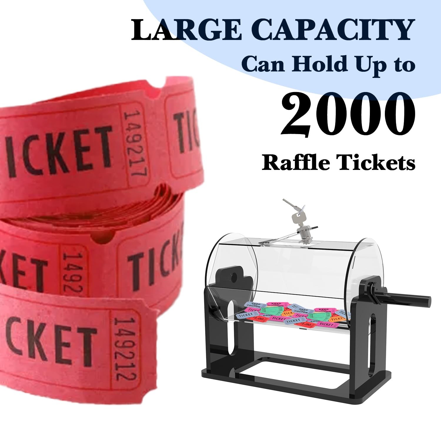 Raffle Ticket Spinner Raffle Drum: Acrylic Rotating Lottery Box with Handle (...