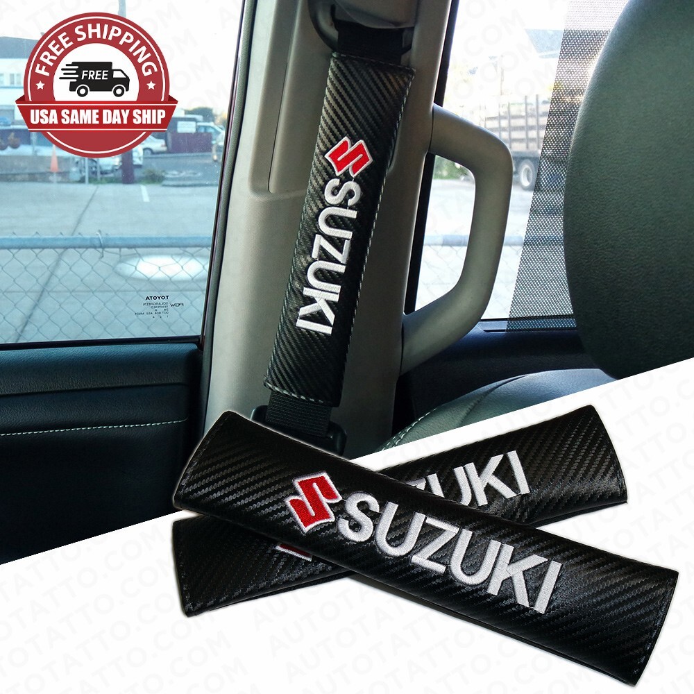 For Suzuki Carbon Car Seat Belt Cover Safety Shoulder Strap Cushion Pad Harness