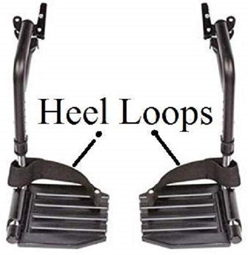 Wheelchair Footrest with Heel Loops Black for Standard Wheelchairs