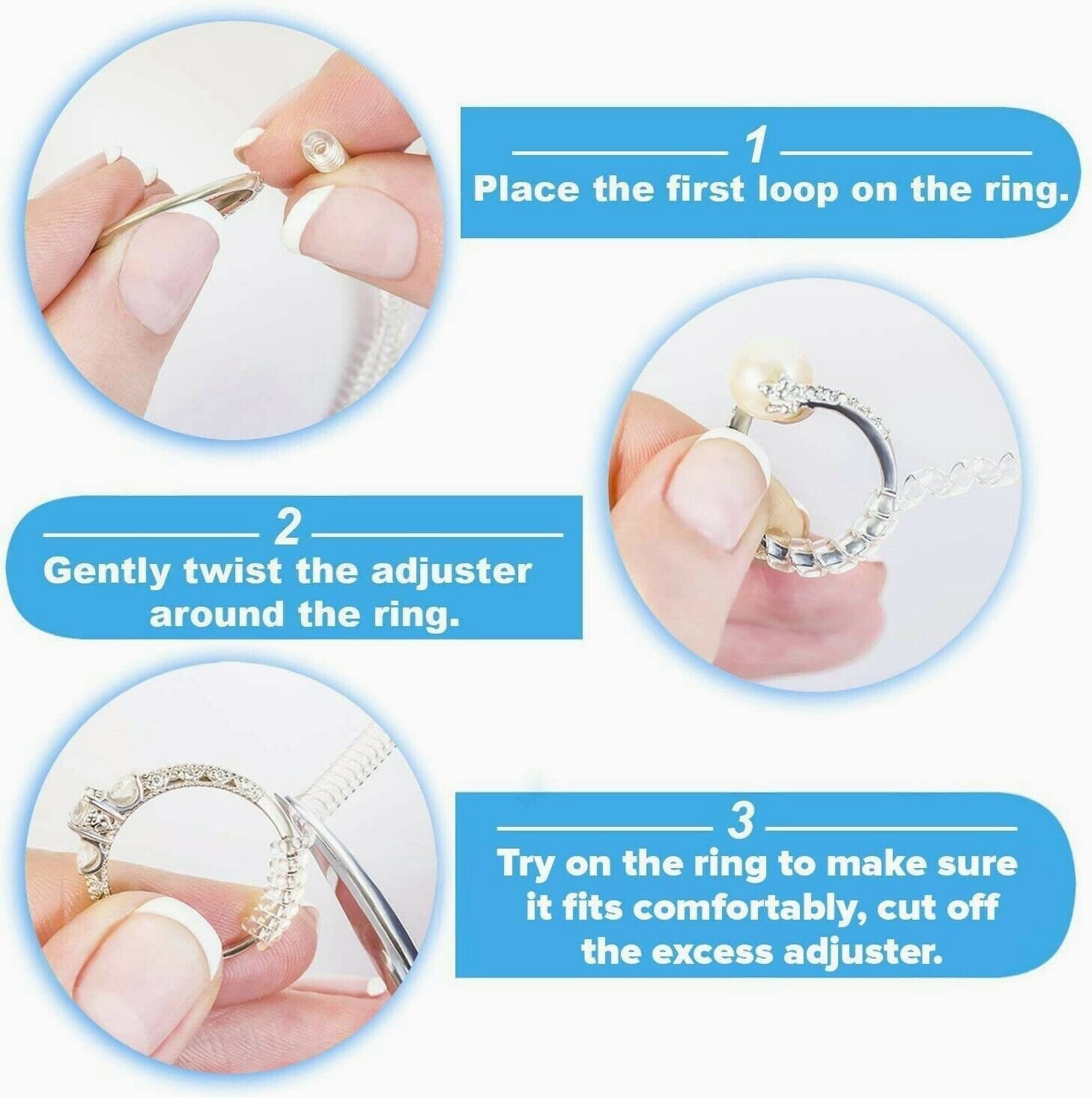 16Pcs Ring Size Adjuster Invisible Clear Ring Sizer Jewelry Fit Reducer Guard US