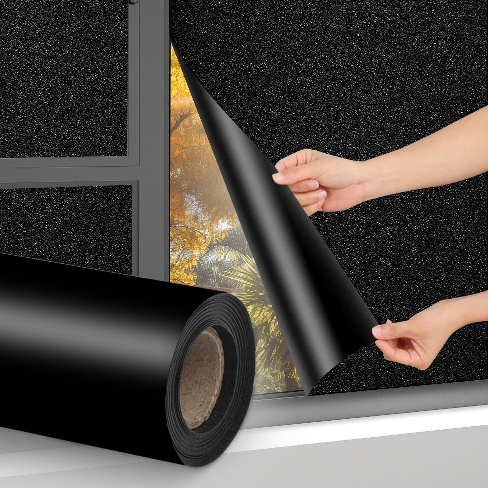 Blackout Privacy Window Film 100% Light Blocking Frosted Static Cling Cover