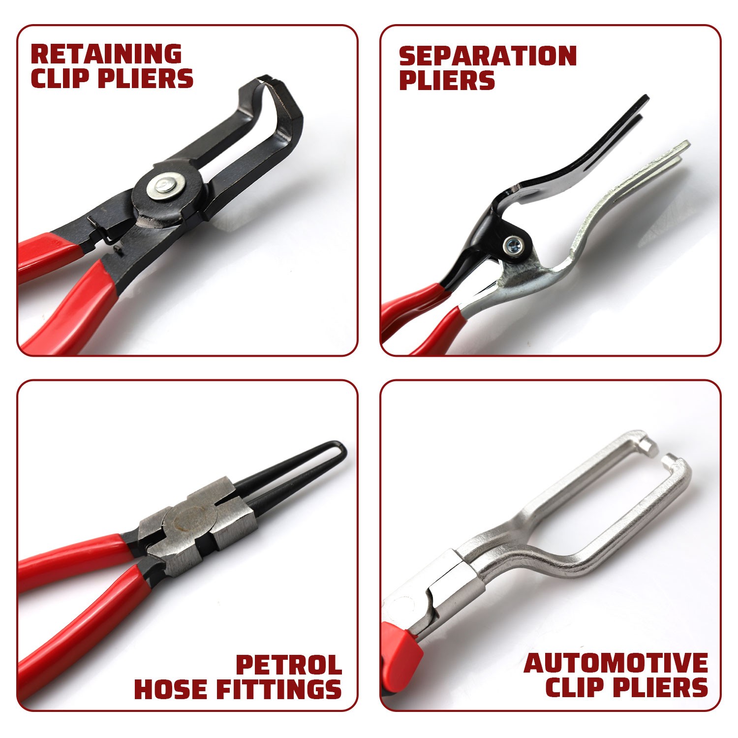 4Pcs Hose Clamp Pliers Remover Kit Water Pipe Fuel Spring Removal Tool Pipe Clip