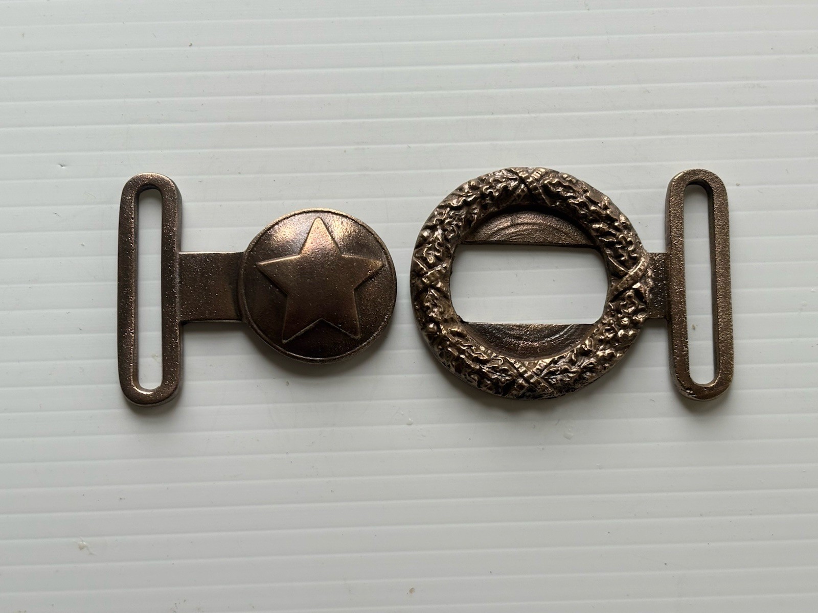 VINTAGE CIVIL WAR CONFEDERATE 2 PIECE CS TEXAS BELT BUCKLE. EARLY REPRODUCTION