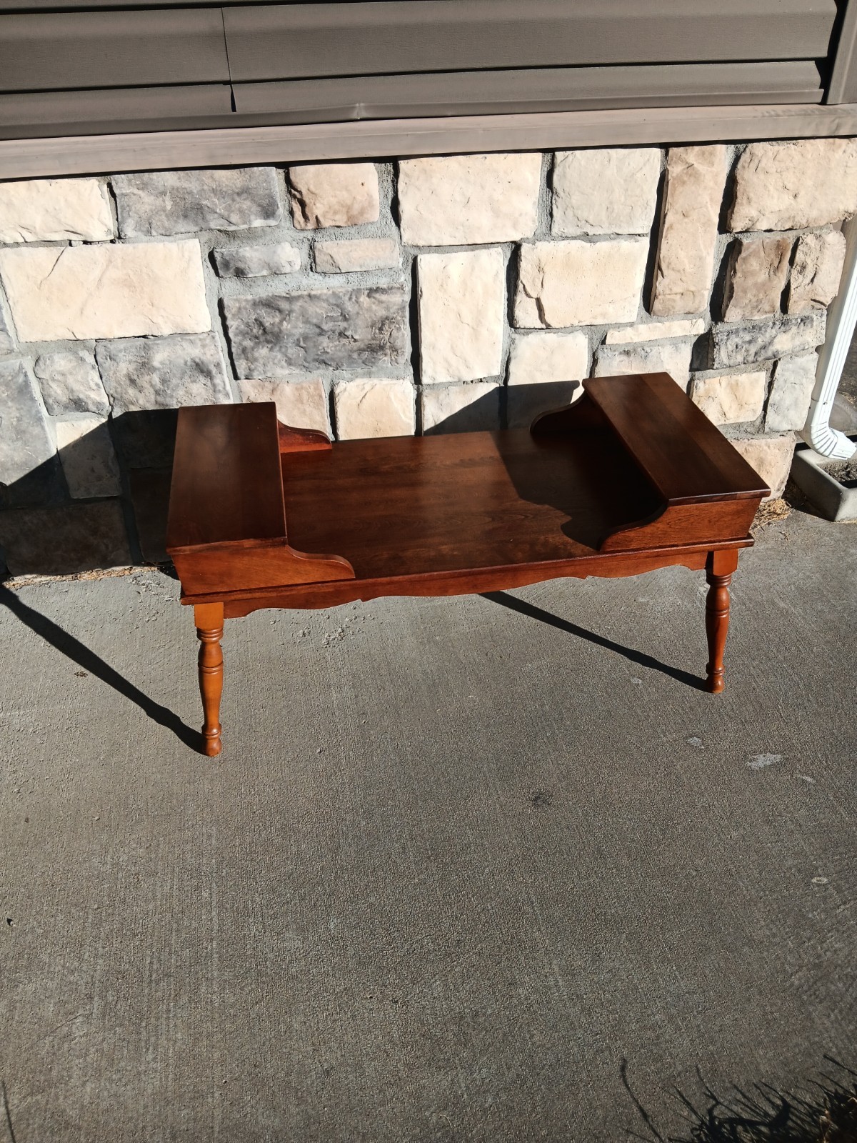 Mid Century Solid Maple 2 Sided Step Ends Coffee Table.