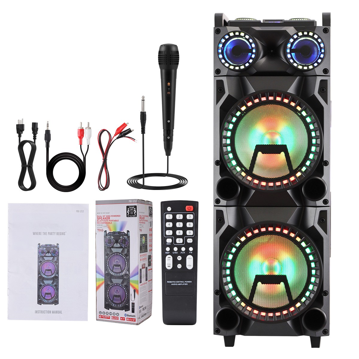 18500W Portable Bluetooth Speaker Sub woofer Heavy Bass Sound Party System w/Mic