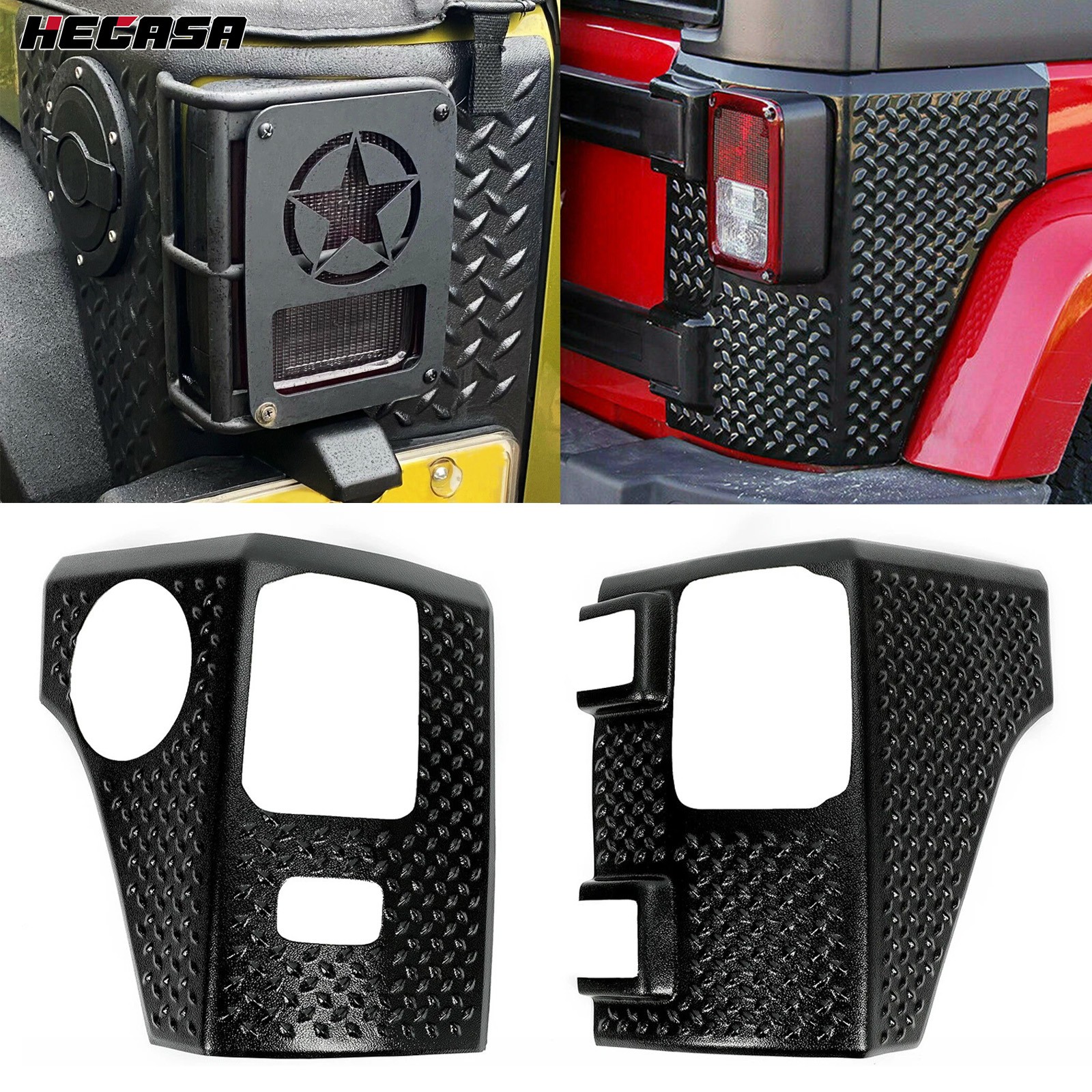 Rear Corner Guard Body Armor Tail light Cover for Jeep Wrangler JK JKU 2007-2018