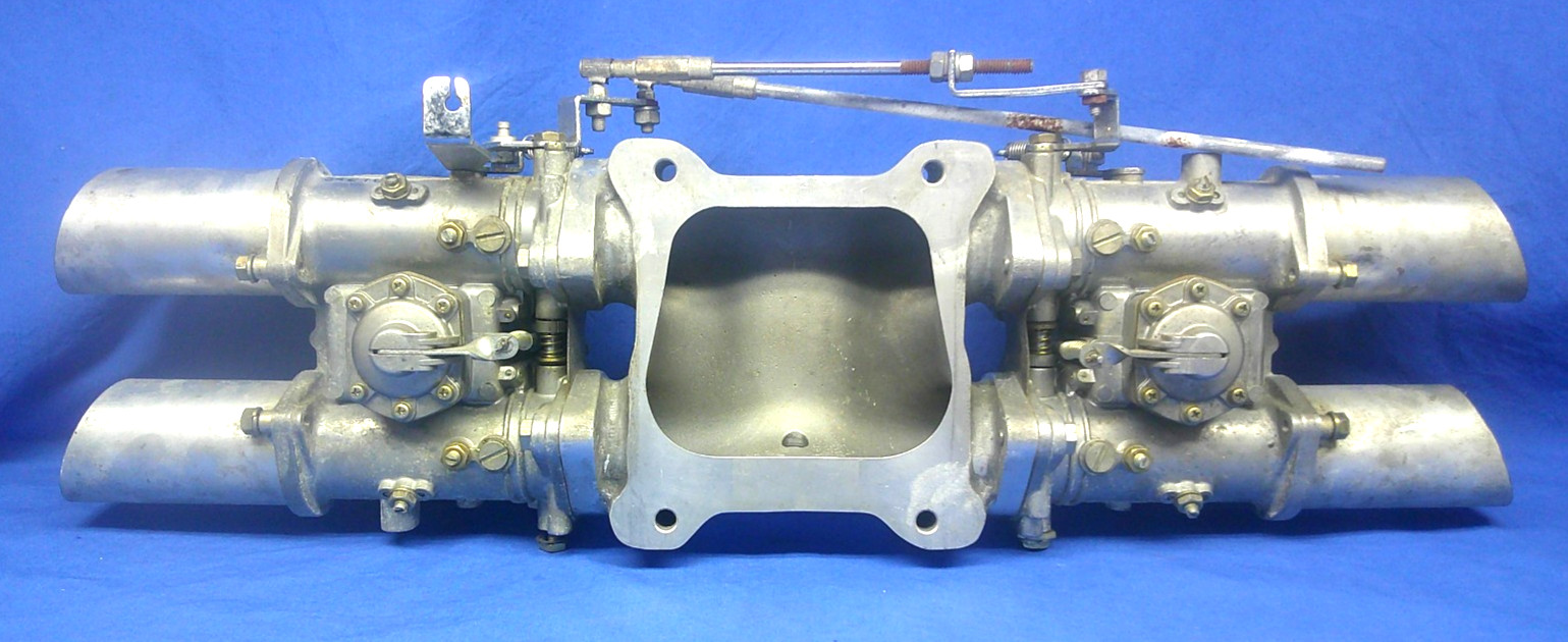 B&M Super Charger Low Profile Dual Carb Intake Hat w/ Mikuni 40PHH Carburetors