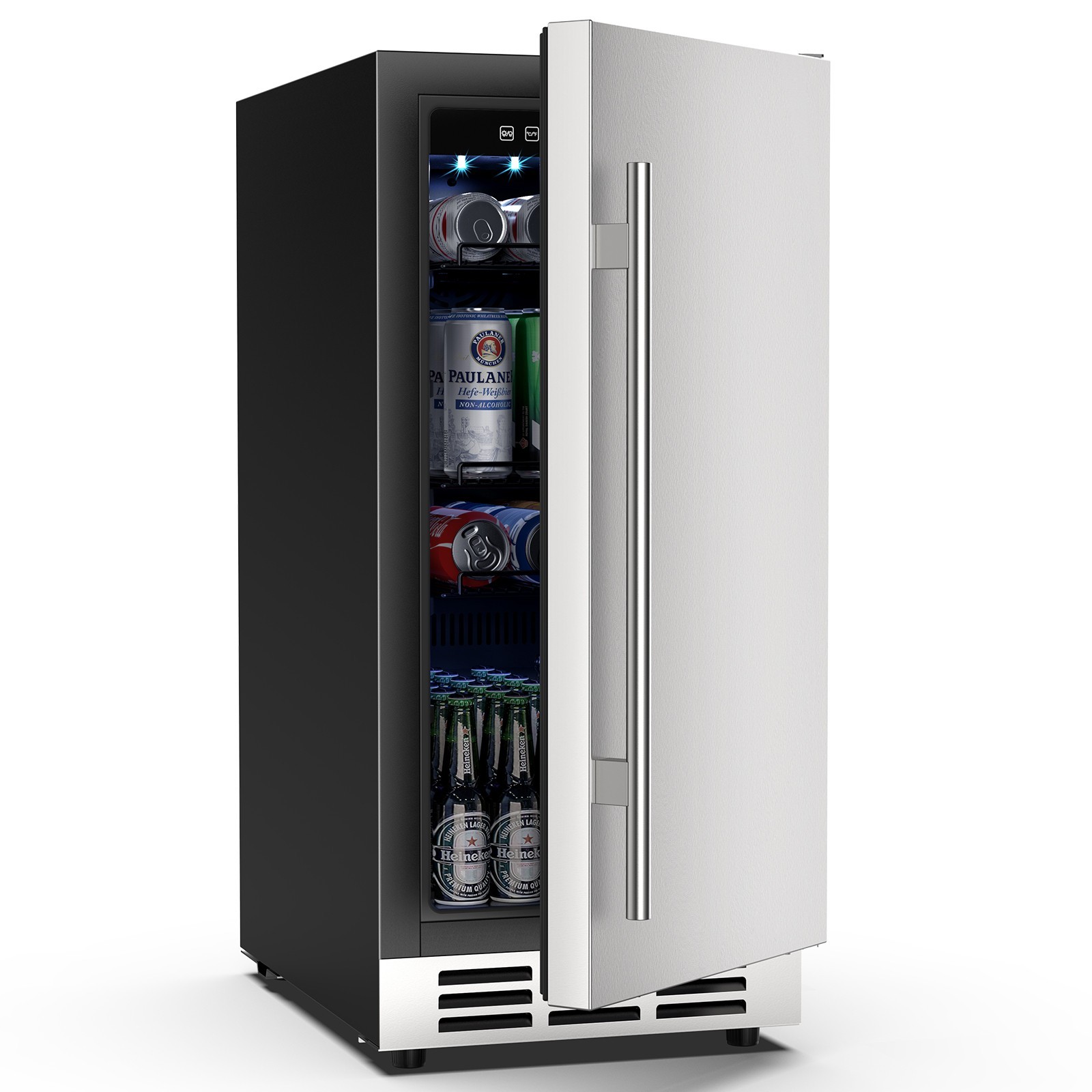 15 Inch Beverage Cooler and Refrigerator Under Counter Built-in or Freestanding