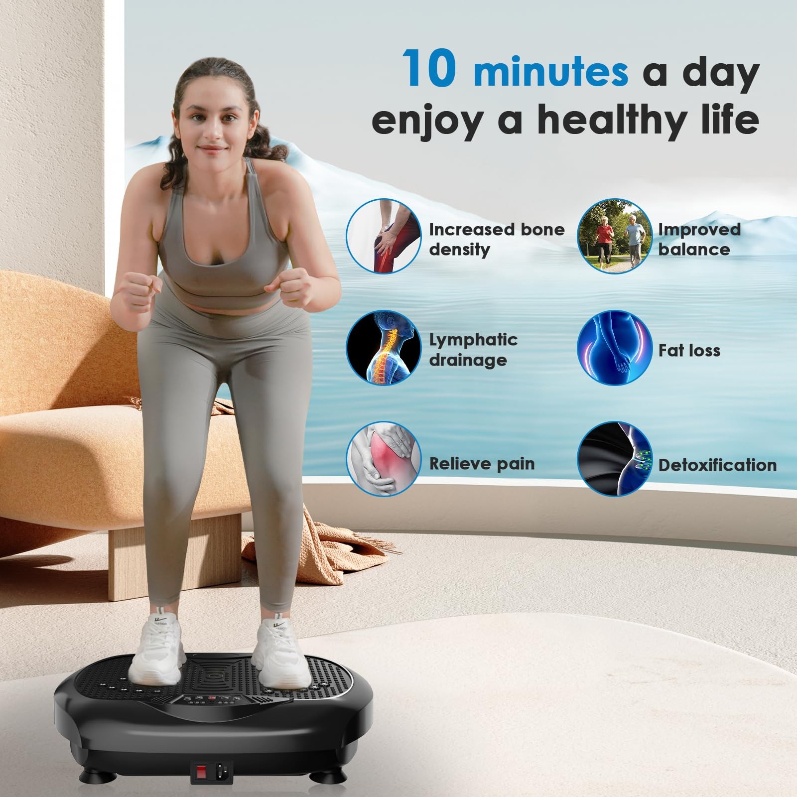 Vibration Plate Exercise Machine - Whole Body Workout Vibration Platform Lymp...