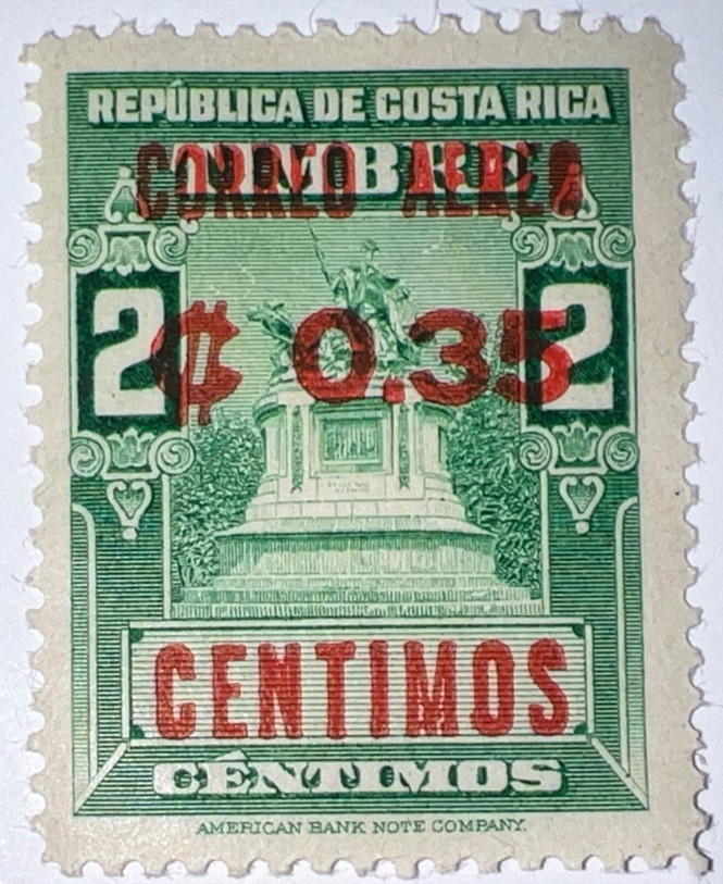 TRAVELSTAMPS: 1962 COSTA RICA STAMPS SC# C341 SURCHARGED AIR MAIL , MOGNH