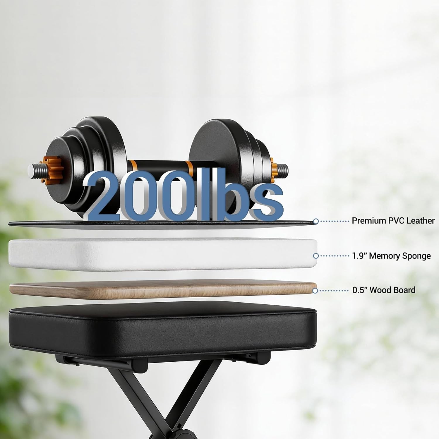 Adjustable Padded Keyboard Bench X-Style Collapsible Piano Guitar Stool Chair