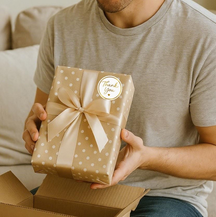 Gold Thank You Stickers set 200 Pcs 1.5 In Round Adhesive Label New