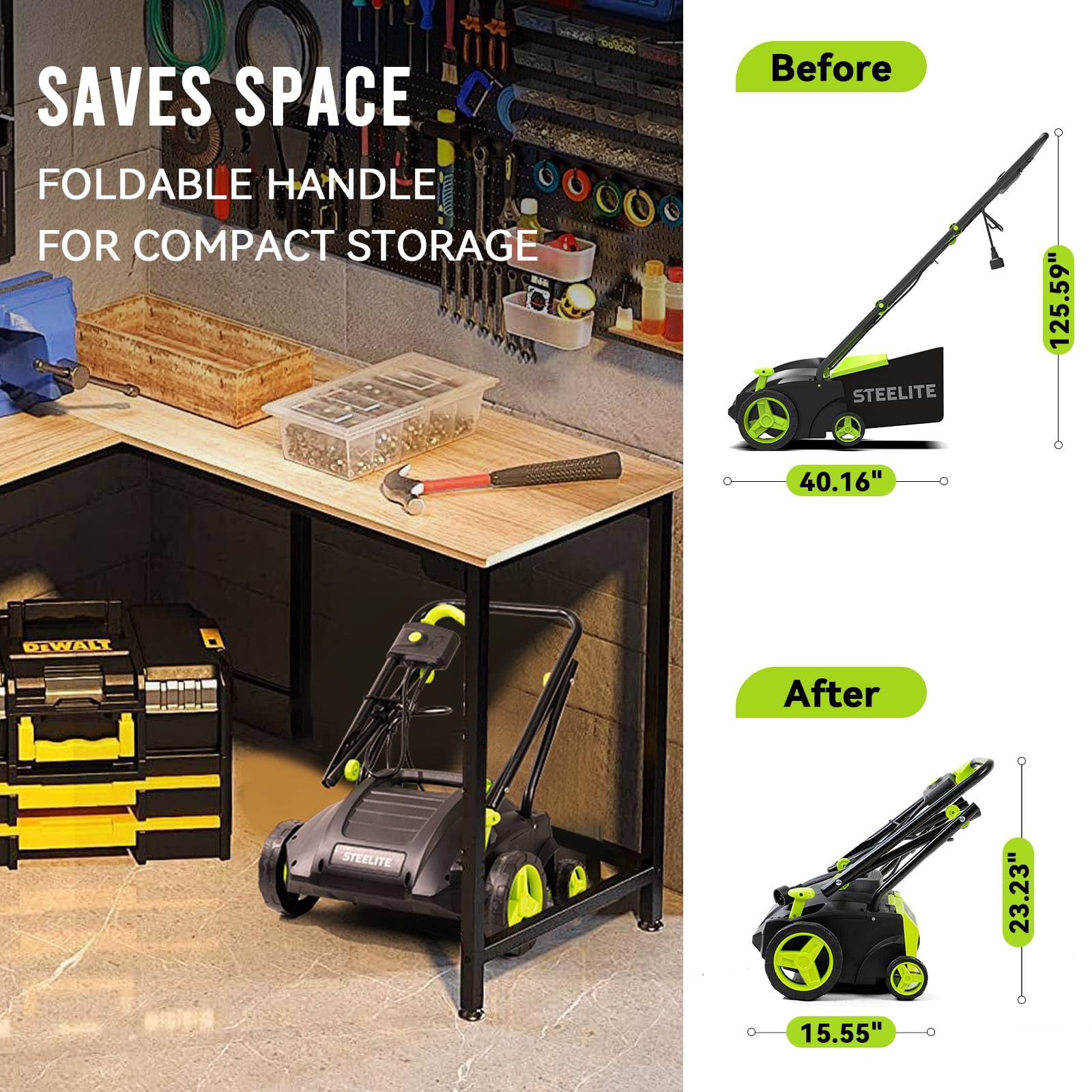 Steelite 2-in-1 Electric Lawn Dethatcher and Scarifier, 13in, 12-Amp for Garden