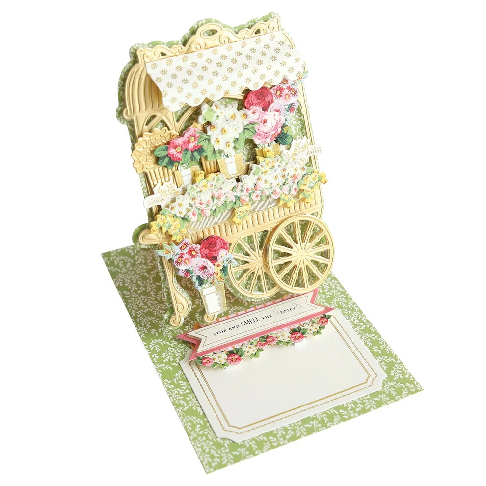 ANNA GRIFFIN "FLOWER CART" EASEL FINISHING SCHOOL CRAFT BOX ~7 DIES + MATERIALS