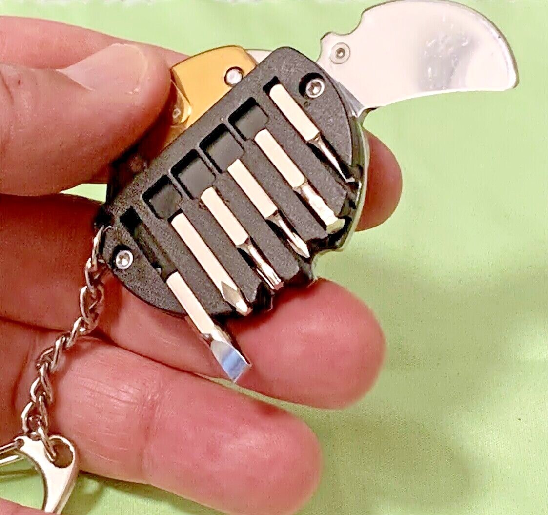 Multi-Tool, Utility Folding Knife, Box Cutter, Repair Kit Golden Coin Keychain