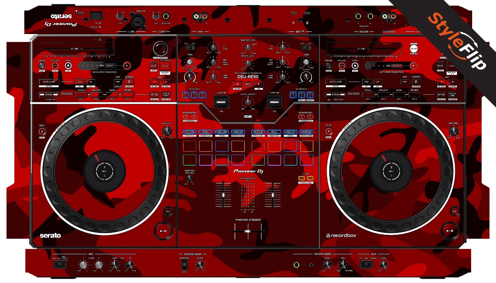 Pioneer DDJ-REV5 Skin | Red Camo | Protective Decal | StyleFlip Skins
